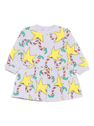 Abito per neonata Stella McCartney Kids multicolor con stampa e gonna con arricciatura - Rubino Kids