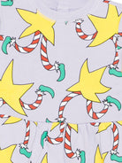 Abito per neonata Stella McCartney Kids multicolor con stampa e gonna con arricciatura - Rubino Kids