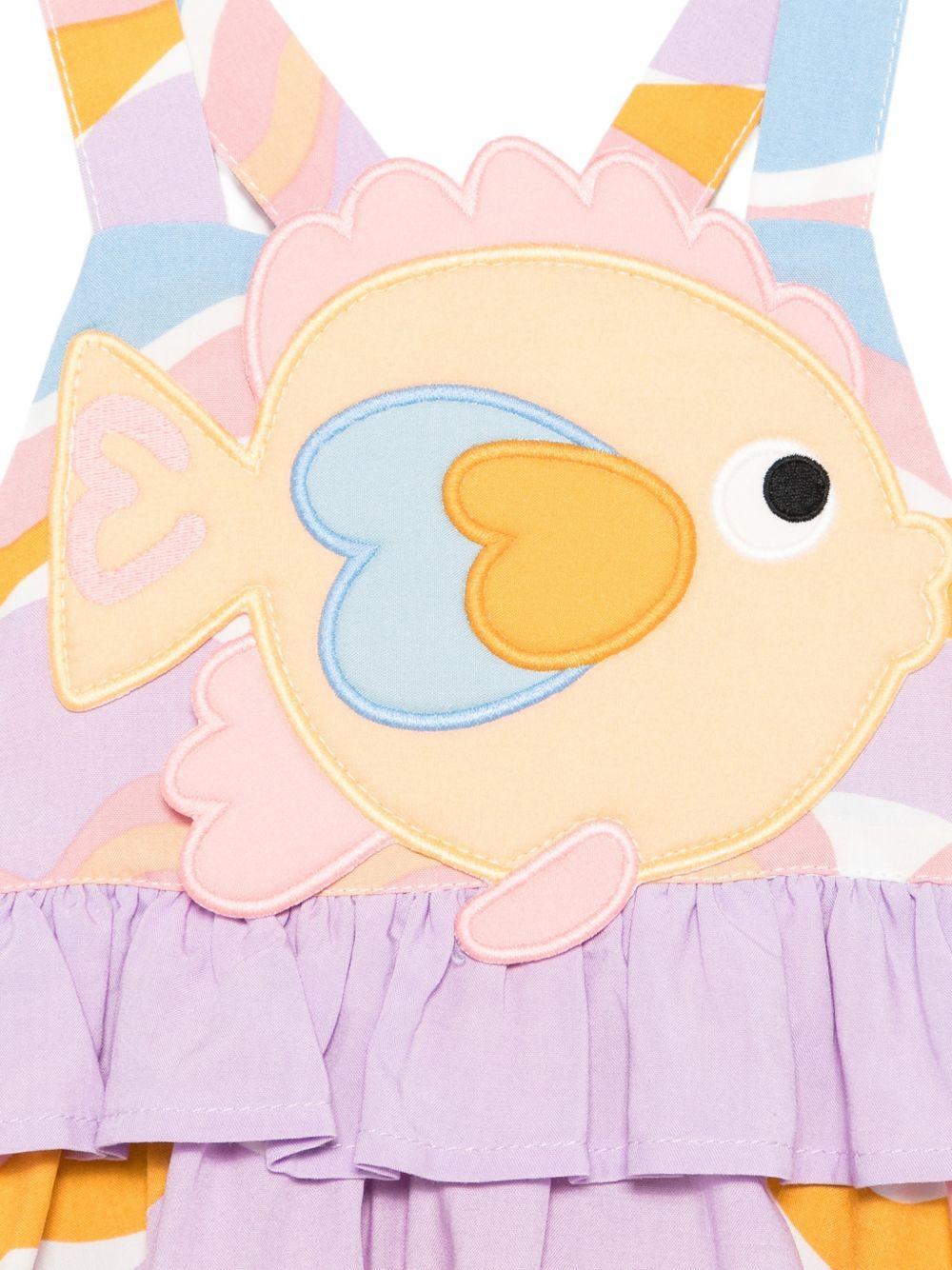 Abito per neonata Stella McCartney Kids multicolore con applicazione pesciolino - Rubino Kids