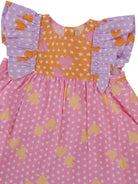 Abito per neonata Stella McCartney Kids multicolore con maniche a ruches - Rubino Kids