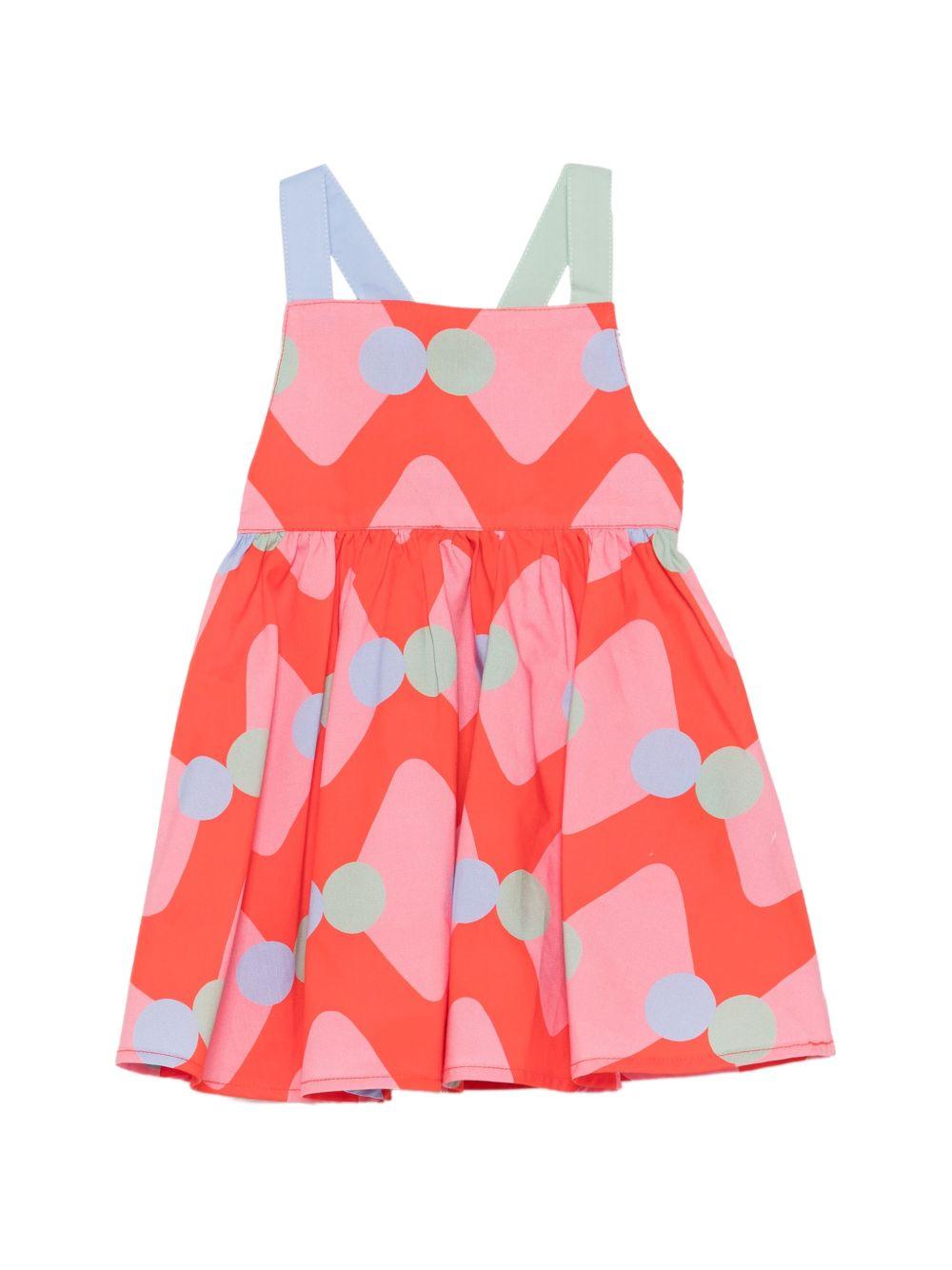 Abito per neonata Stella McCartney Kids multicolore con motivo onde orizzontali - Rubino Kids