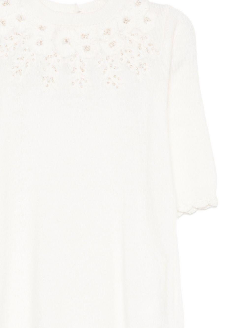 Abito per neonata Tartine Et Chocolat bianco con ricamo a fiori - Rubino Kids