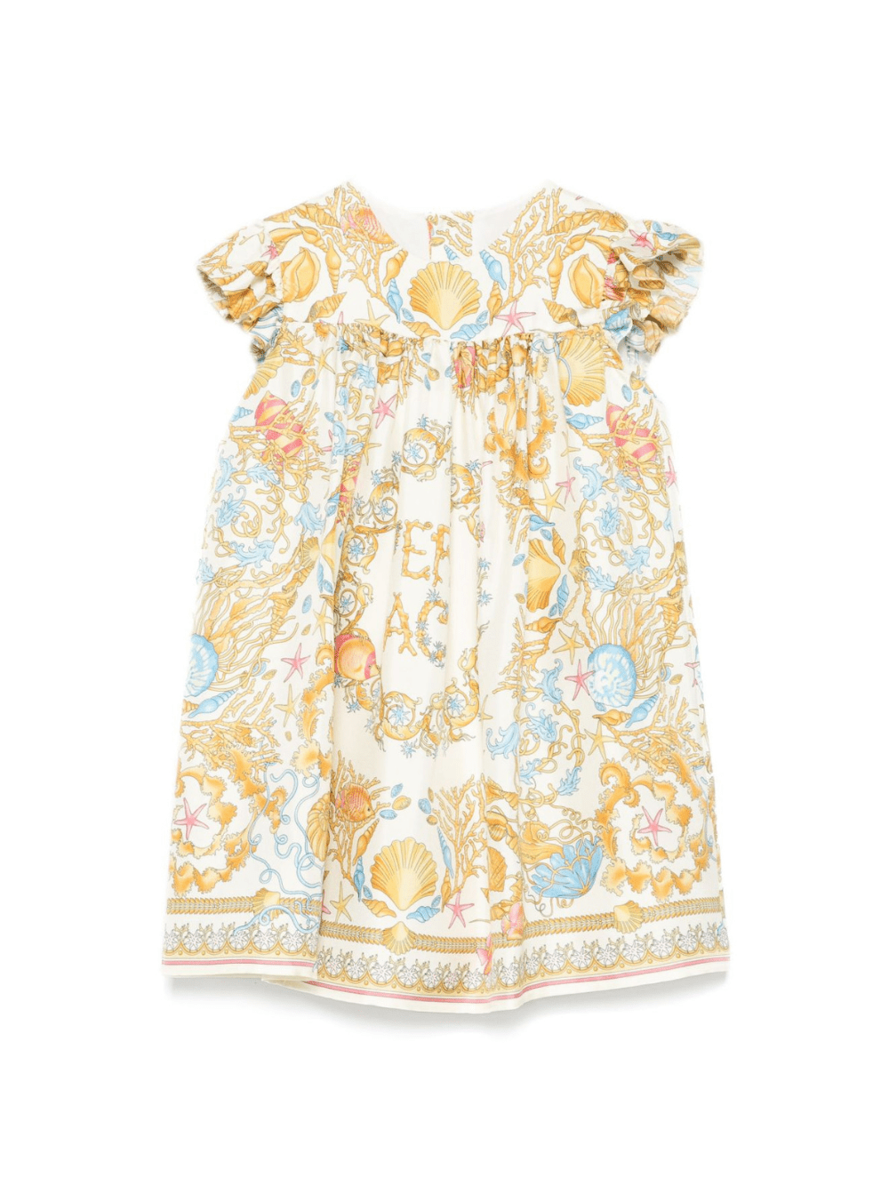 Abito per neonata Versace Kids beige con stampa barocca - Rubino Kids