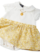 Abito per neonata Versace Kids bianco con stampa Barocco - Rubino Kids