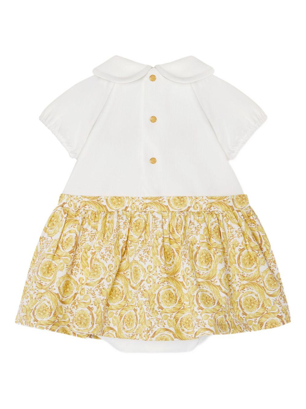 Abito per neonata Versace Kids bianco con stampa Barocco - Rubino Kids
