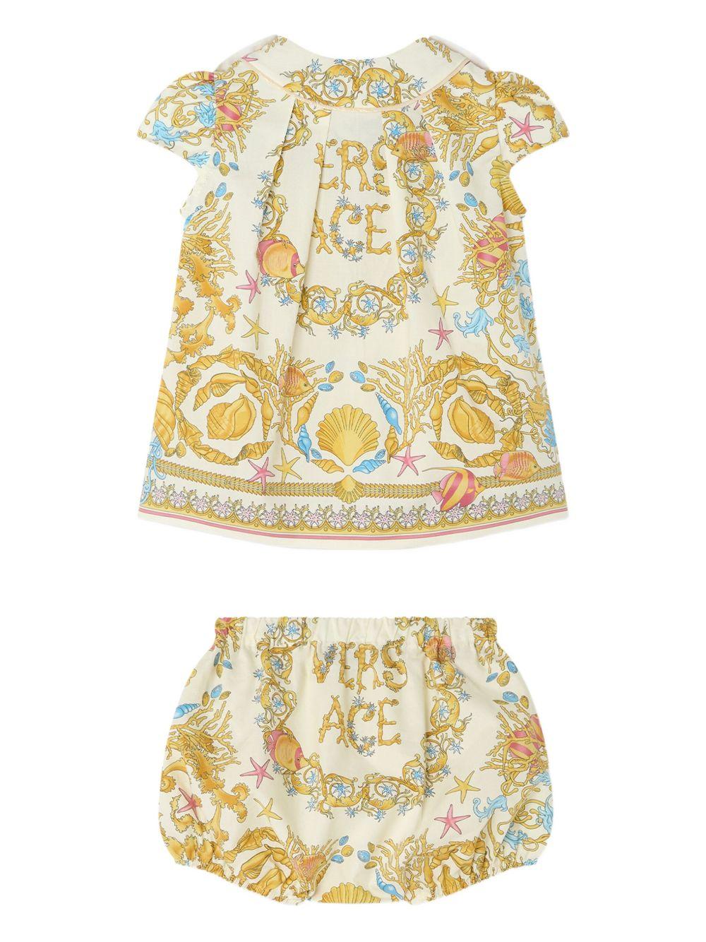 Abito per neonata Versace Kids bianco con stampa Underwater Barocco - Rubino Kids