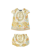 Abito per neonata Versace Kids bianco con stampa Underwater Barocco - Rubino Kids