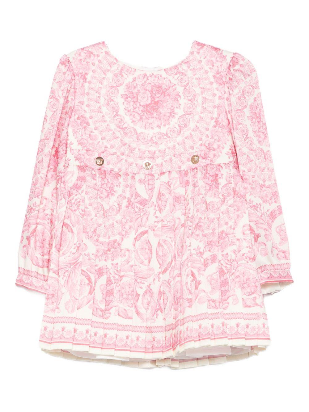 Abito per neonata Versace Kids rosa con stampa floreale - Rubino Kids