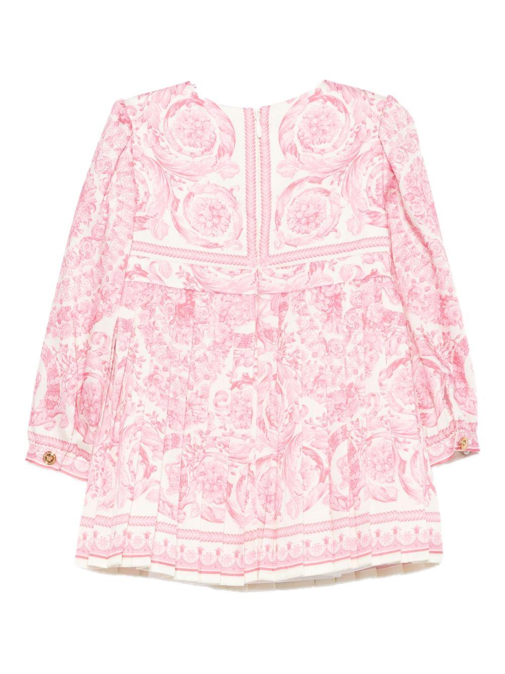 Abito per neonata Versace Kids rosa con stampa floreale - Rubino Kids
