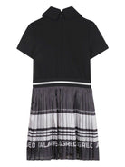 Abito plissettato per bambina Karl Lagerfeld Kids nero con design color - block - Rubino Kids