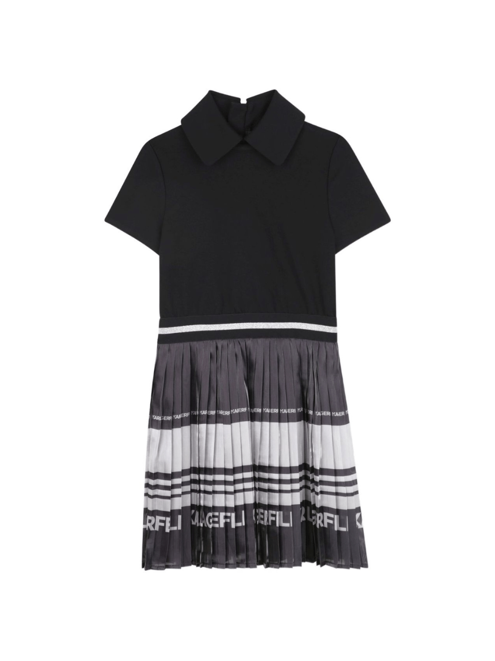Abito plissettato per bambina Karl Lagerfeld Kids nero con design color - block - Rubino Kids
