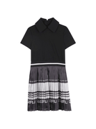 Abito plissettato per bambina Karl Lagerfeld Kids nero con design color - block - Rubino Kids