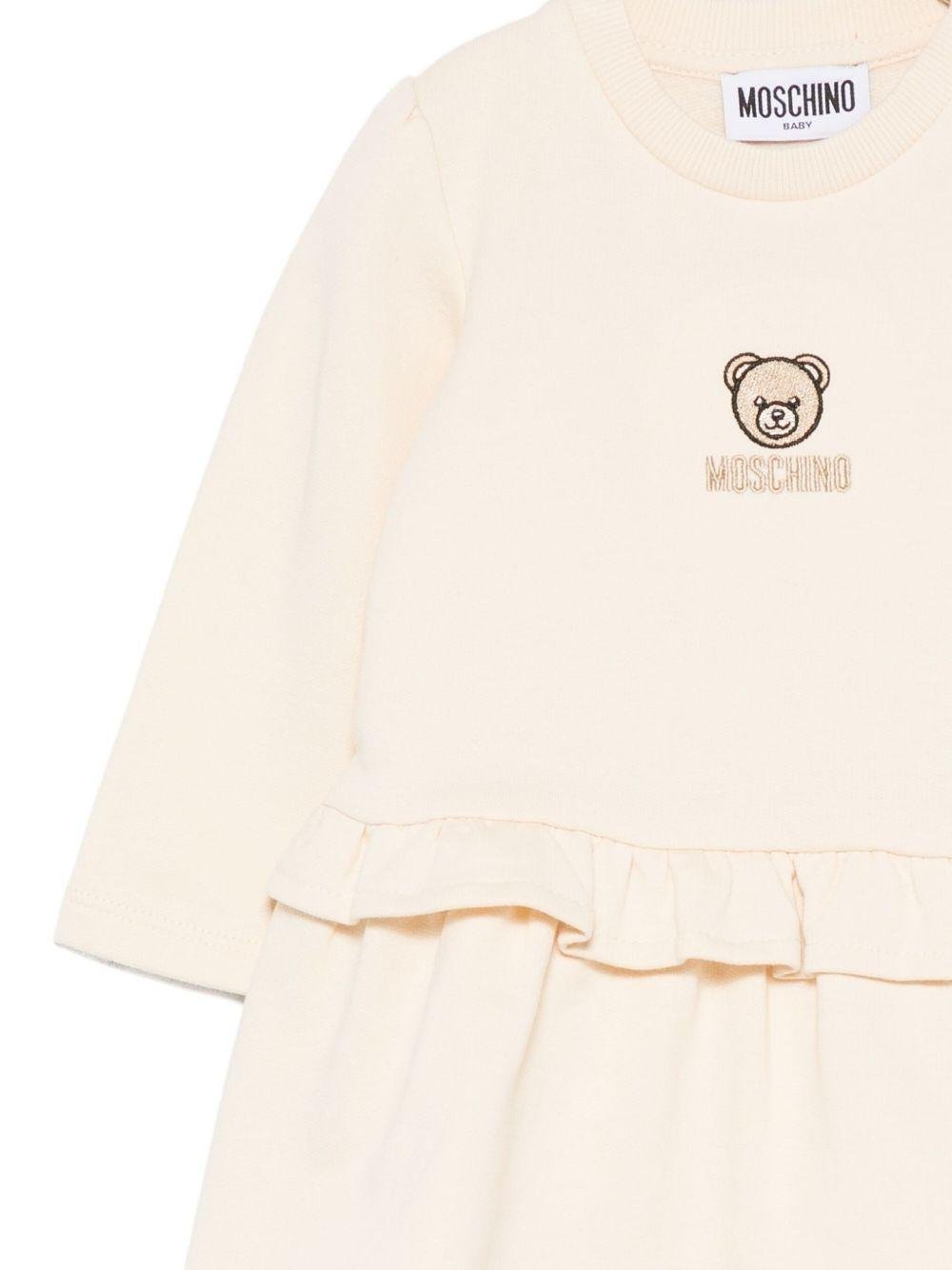 Abito ricamato per neonata Moschino Kids beige con volant - Rubino Kids