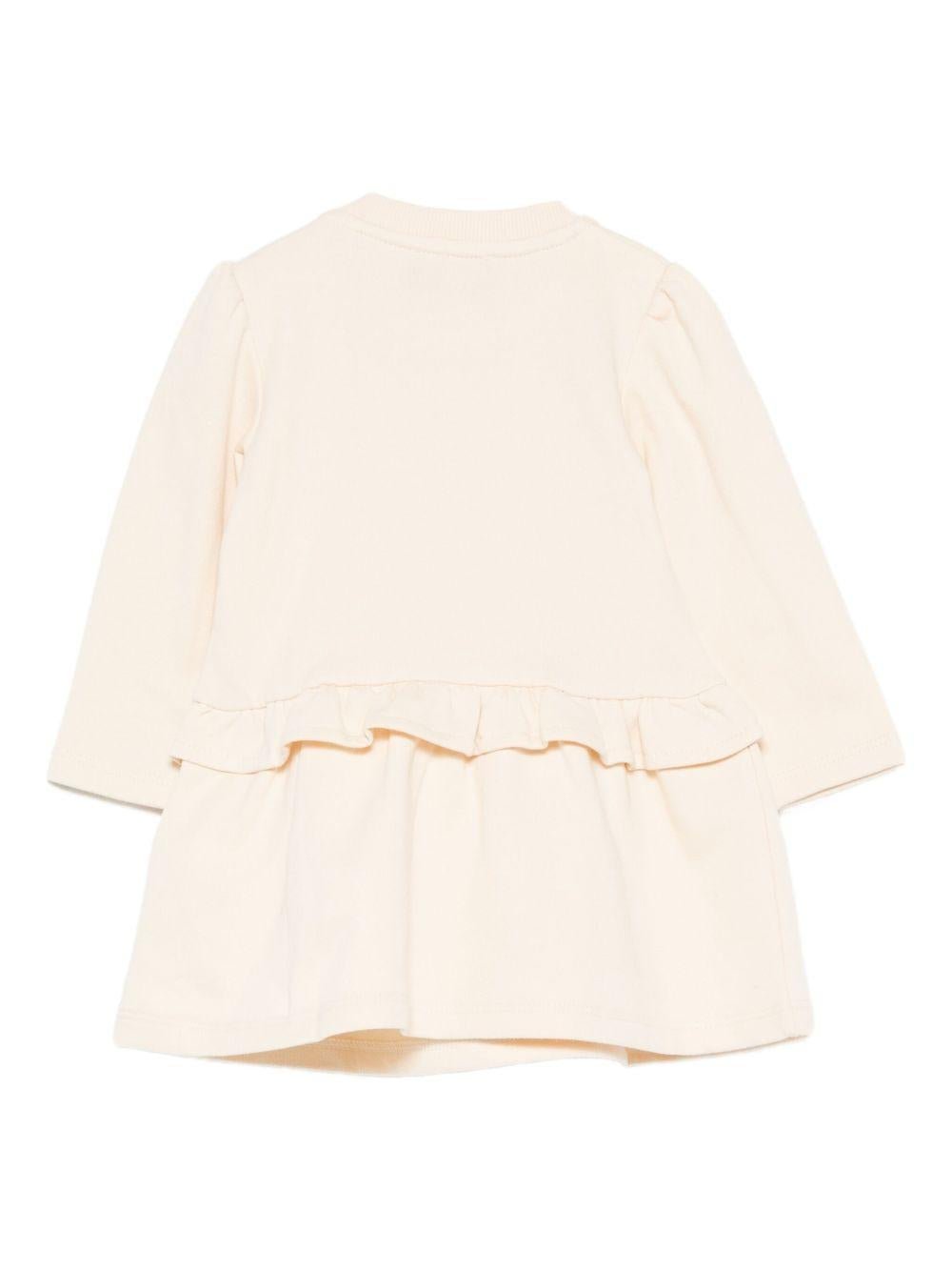 Abito ricamato per neonata Moschino Kids beige con volant - Rubino Kids