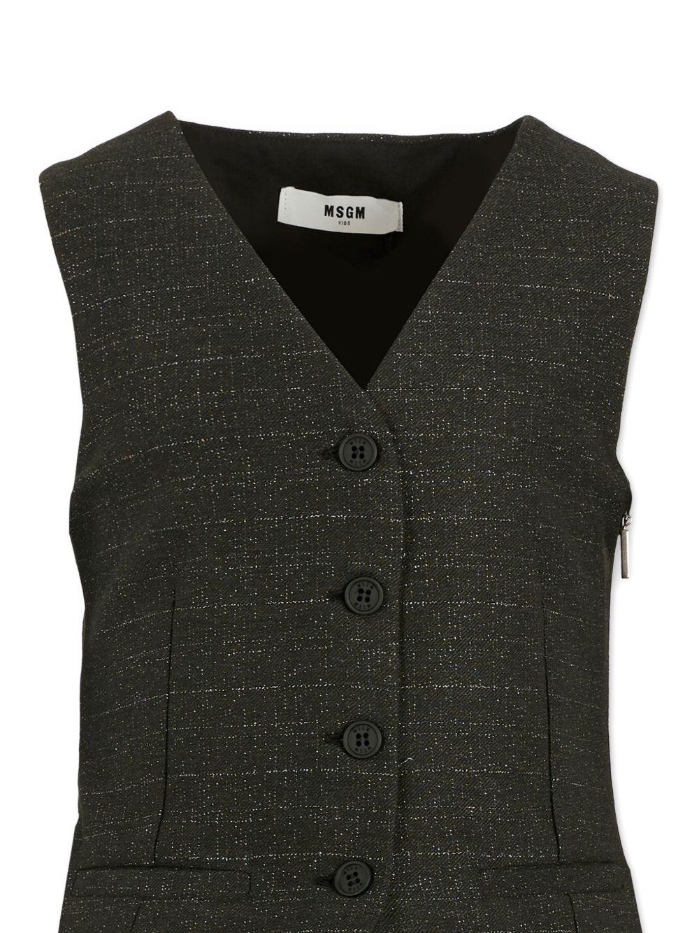 Abito smanicato per bambina MSGM Kids nero con pieghe - Rubino Kids