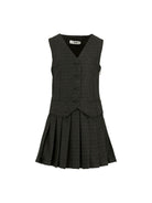 Abito smanicato per bambina MSGM Kids nero con pieghe - Rubino Kids