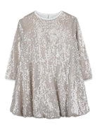 Abito svasato per bambina Billieblush in argento con paillettes - Rubino Kids