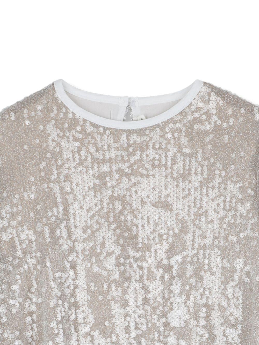 Abito svasato per bambina Billieblush in argento con paillettes - Rubino Kids