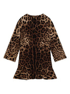 Abito svasato per bambina Dolce & Gabbana Kids marrone con stampa leopardata - Rubino Kids