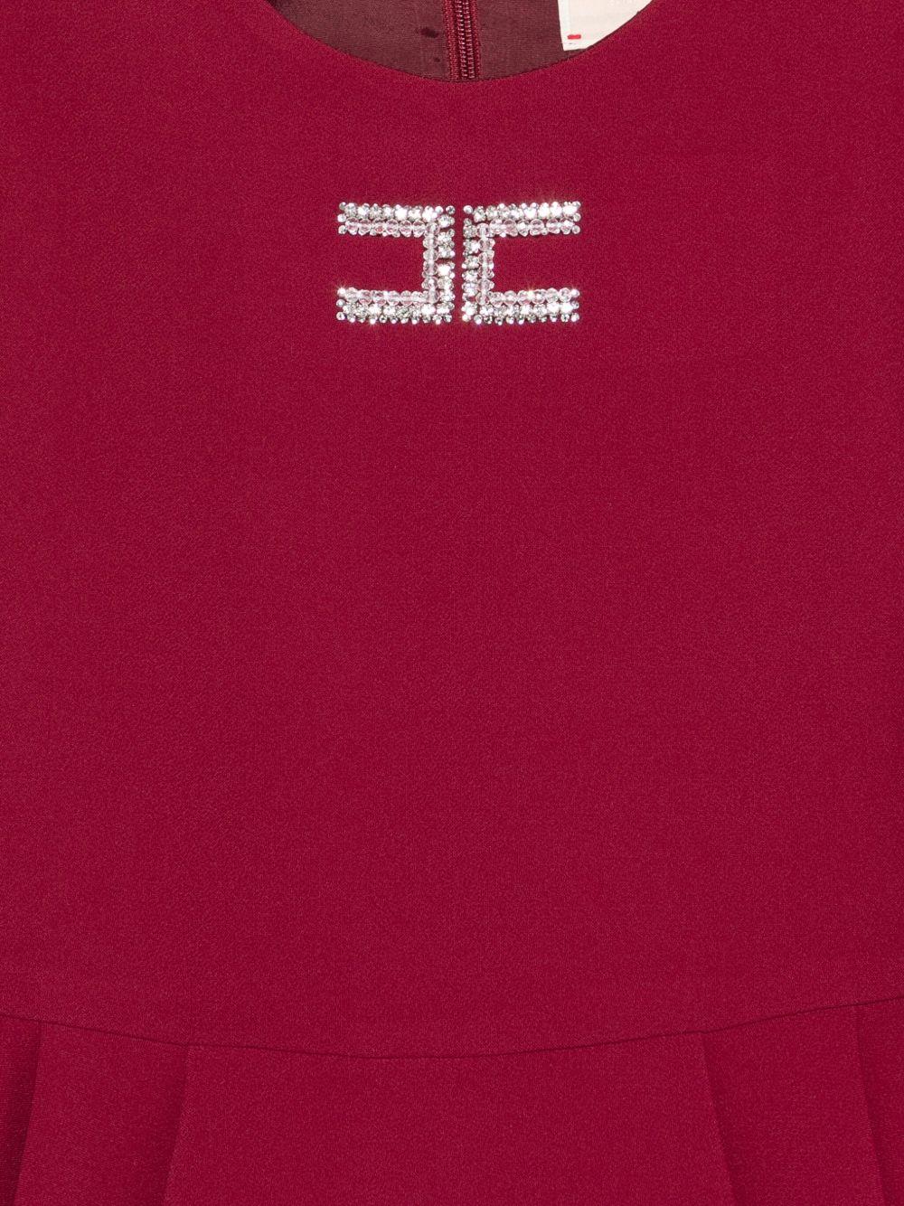 Abito svasato per bambina Elisabetta Franchi La Mia Bambina rosso con decorazione logo - Rubino Kids