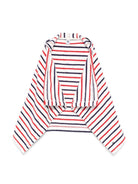 Accappatoio per bambini Petit Bateau bianco con design a righe rosse e blu - Rubino Kids