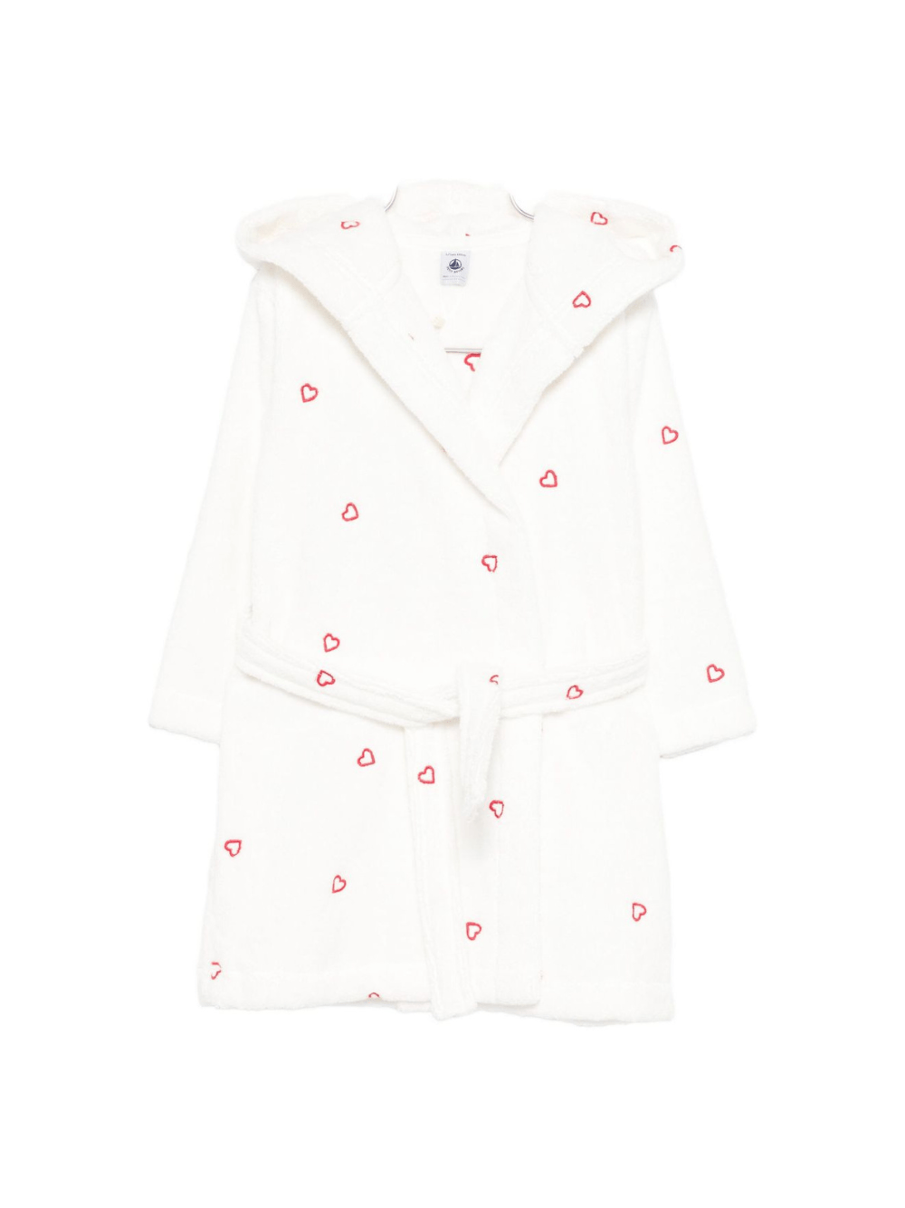 Accappatoio per bambini Petit Bateau bianco con motivo a cuori - Rubino Kids