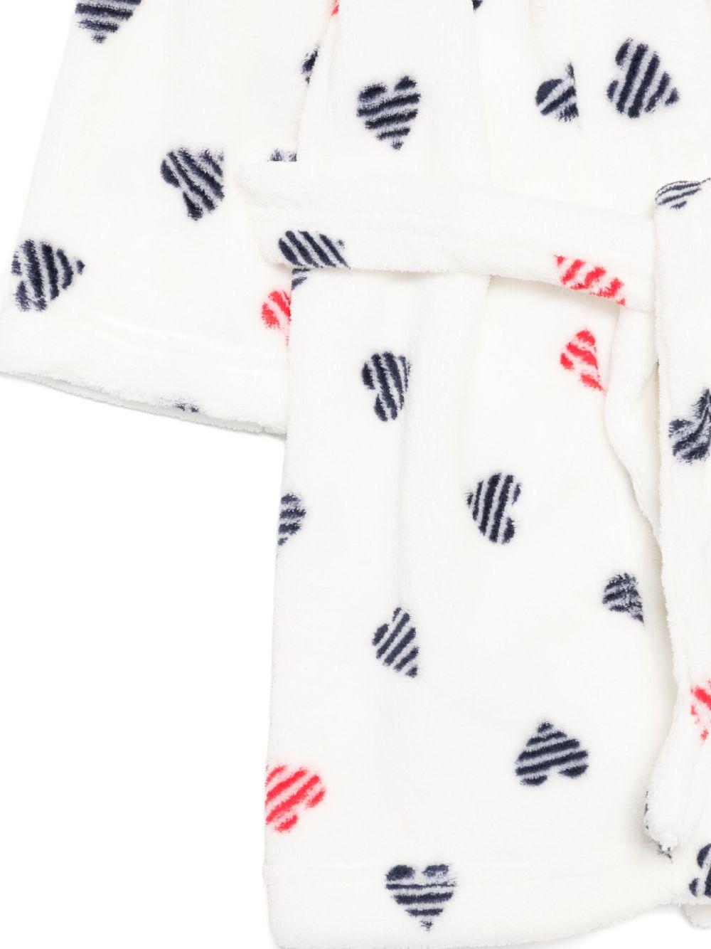 Accappatoio per bambini Petit Bateau bianco con motivo a cuori rossi e blu - Rubino Kids