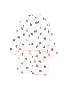 Accappatoio per bambini Petit Bateau bianco con motivo a cuori rossi e blu - Rubino Kids