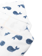 Accappatoio per bambini Petit Bateau bianco con stampa all - over balene - Rubino Kids