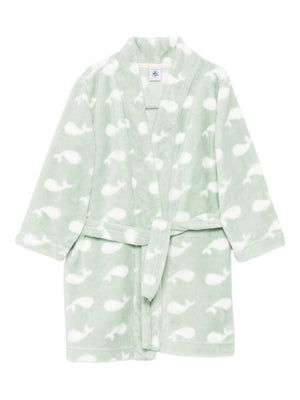 Accappatoio per bambini Petit Bateau verde con motivo a balene
