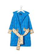 Accappatoio per bambino I Love Baroque Versace Kids blu con cappuccio - Rubino Kids