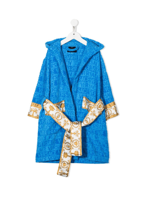 Accappatoio per bambino I Love Baroque Versace Kids blu con cappuccio