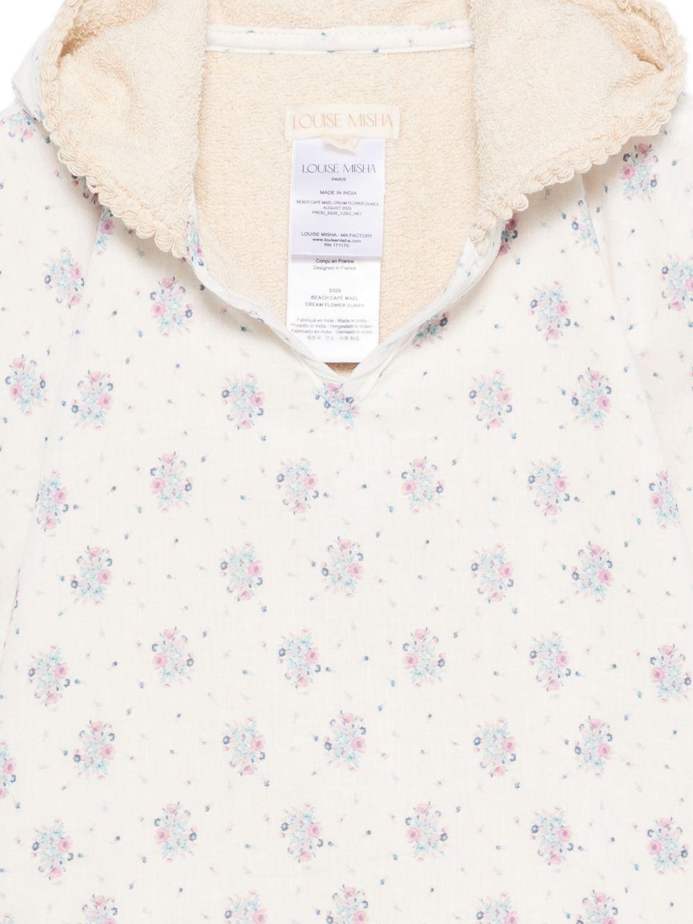 Accappatoio per neonata Louise Misha Kids bianco con stampa a fiori all - over - Rubino Kids