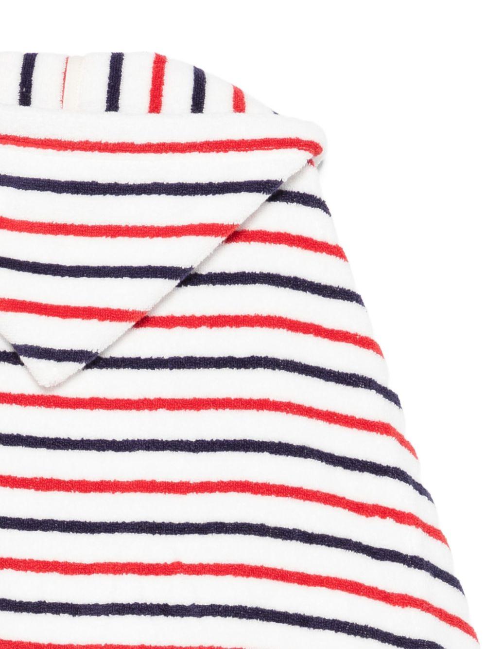 Accappatoio per neonati Petit Bateau bianco a righe con cappuccio - Rubino Kids