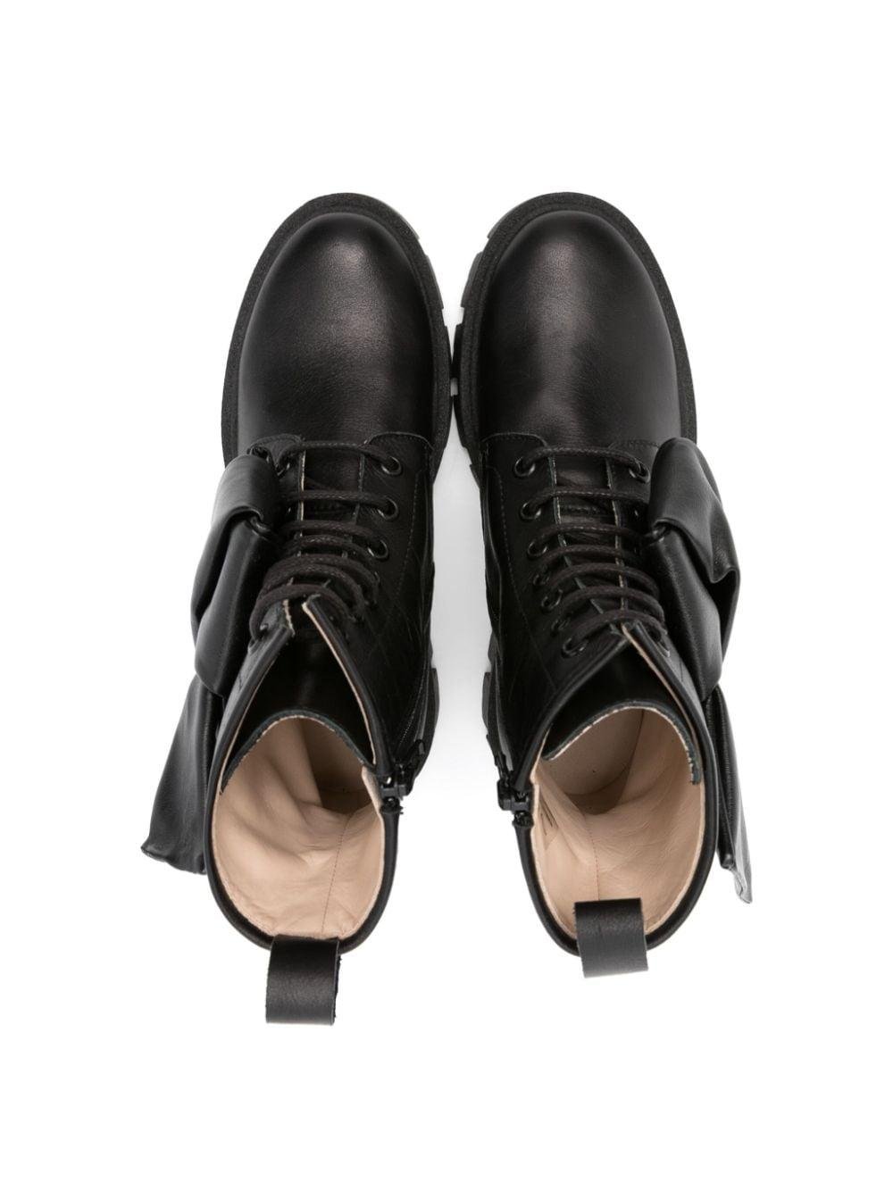 Anfibi per bambina Florens nero con dettaglio con nodo laterale - Rubino Kids