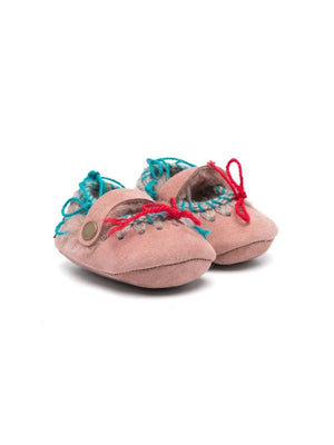 Ballerine con applicazione per neonata Mou Kids rosa con design slip-on