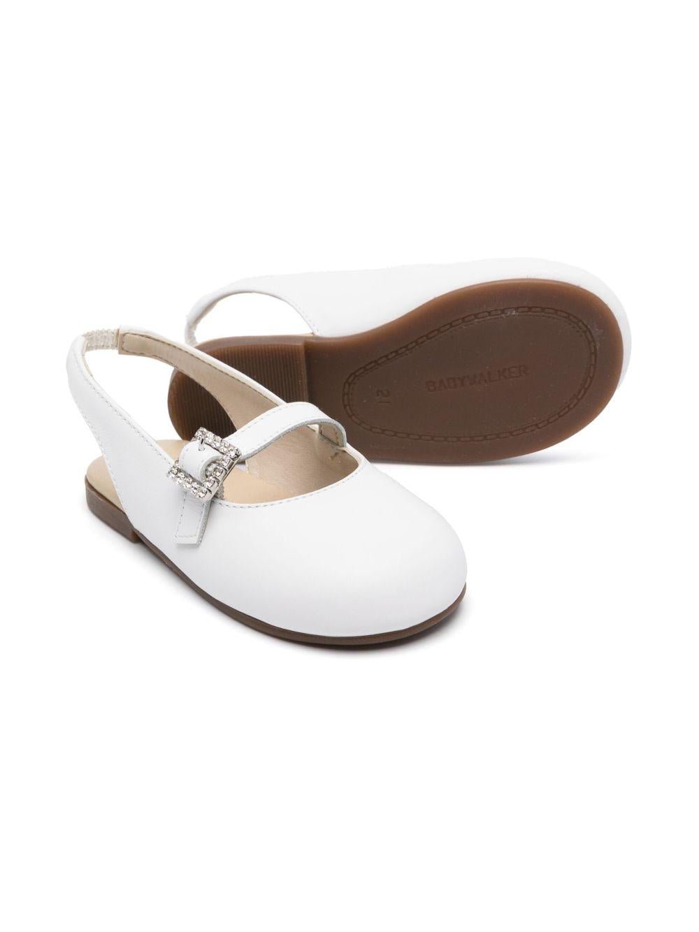 Ballerine con fibbia di cristalli per bambina BabyWalker bianco con suola piatta - Rubino Kids