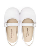 Ballerine con fibbia di cristalli per bambina BabyWalker bianco con suola piatta - Rubino Kids