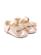 Ballerine con fiocco e cristalli per neonata BabyWalker oro con chiusura a strappo - Rubino Kids