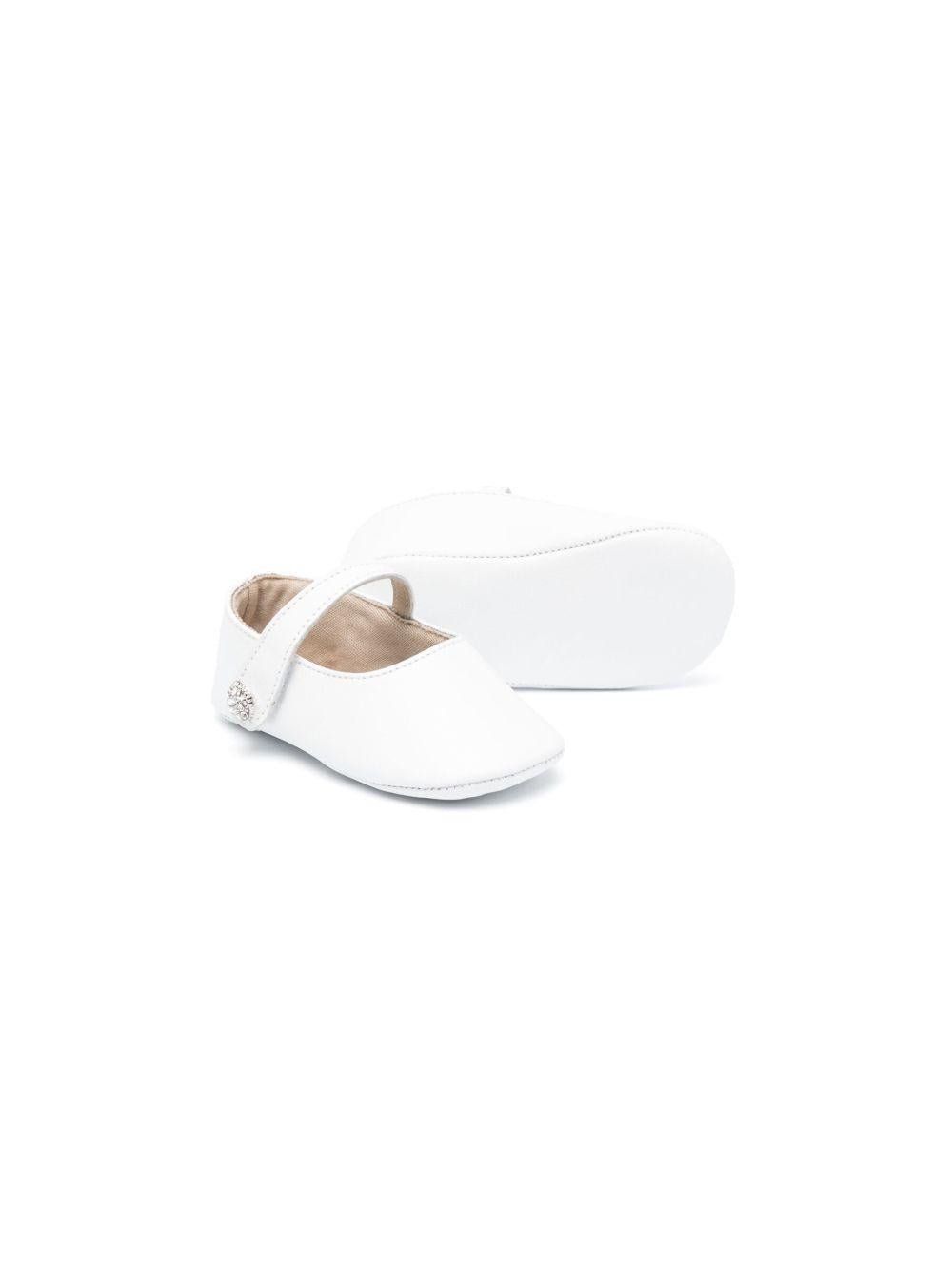 Ballerine con strass per neonata BabyWalker bianco con punta tonda - Rubino Kids