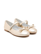 Ballerine in pelle per bambina Monnalisa oro con soletta con logo - Rubino Kids