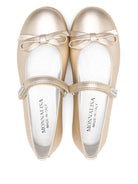 Ballerine in pelle per bambina Monnalisa oro con soletta con logo - Rubino Kids