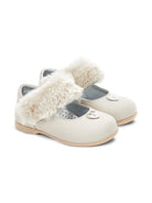 Ballerine Mary Jane per bambina Monnalisa color crema in pelliccia - Rubino Kids