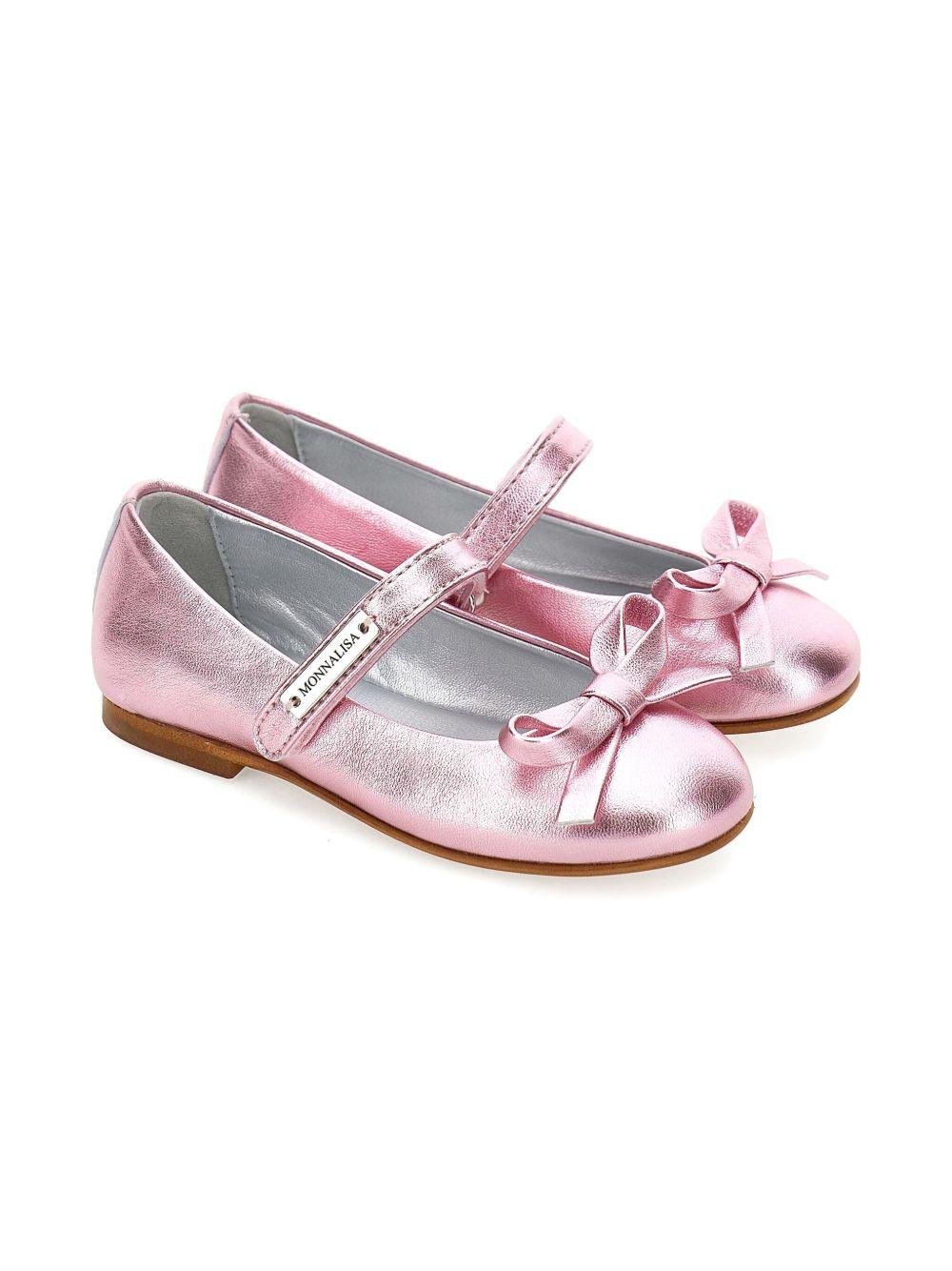 Ballerine Mary Jane per bambina Monnalisa rosa in pelle metalizzata - Rubino Kids
