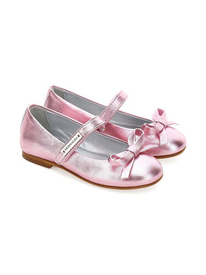 Ballerine Mary Jane per bambina Monnalisa rosa in pelle metalizzata