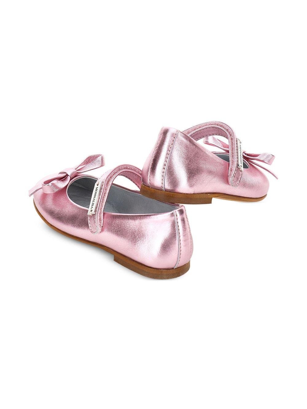 Ballerine Mary Jane per bambina Monnalisa rosa in pelle metalizzata - Rubino Kids
