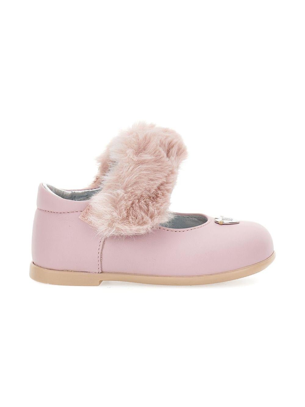 Ballerine Mary Jane per bambina Monnalisa rosa in pelliccia - Rubino Kids