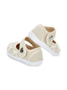 Ballerine Mary Jane per neonata Monnalisa beige con fiocco decorativo - Rubino Kids