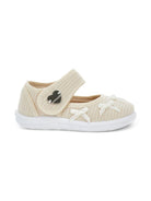 Ballerine Mary Jane per neonata Monnalisa beige con fiocco decorativo - Rubino Kids