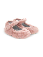 Ballerine Mary Jane per neonata Monnalisa con finitura in pelliccia - Rubino Kids